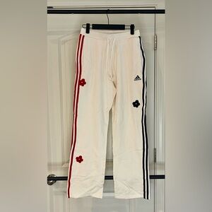Adidas Women's White Joggers with Red and Black Stripes